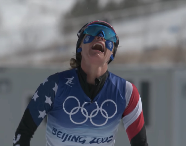 American cross-country skier Jessie Diggins competing at 2022 Winter Olympics
