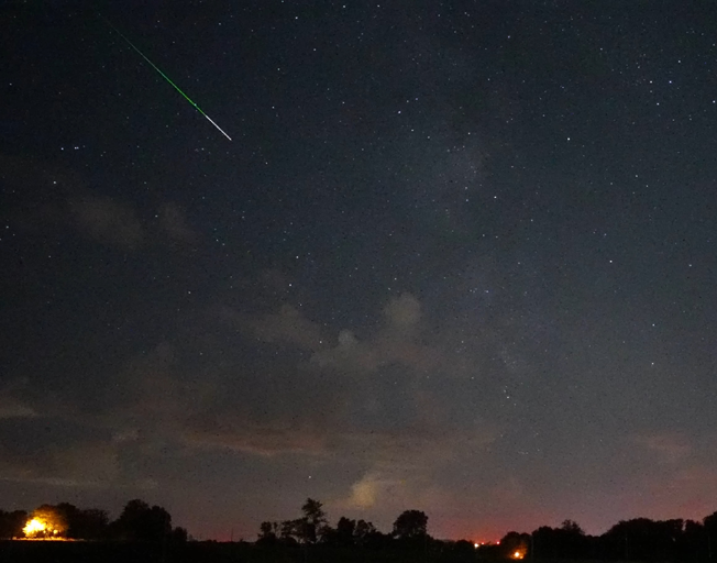 A meteor in the sky during the 202 Perseid Meteor Show
