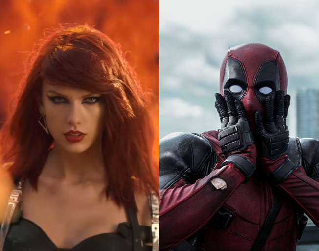 Taylor Swift in "Bad Blood" music video and Deadpool in 'Deadpool 2' movie