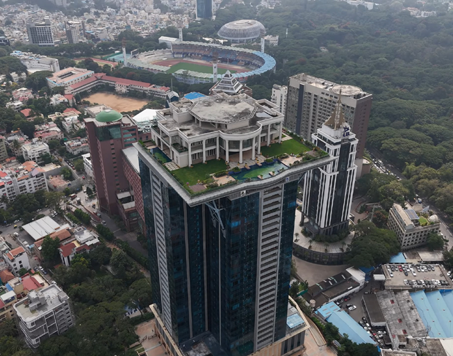 Mansion on top of a skyscraper in Bangalore India